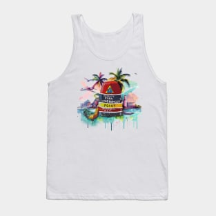 Key West Southern Most Point in US Marker with Cuban Background - WelshDesigns Tank Top